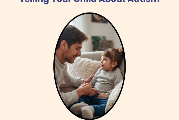 Parent and child sitting together on a couch having a gentle talk